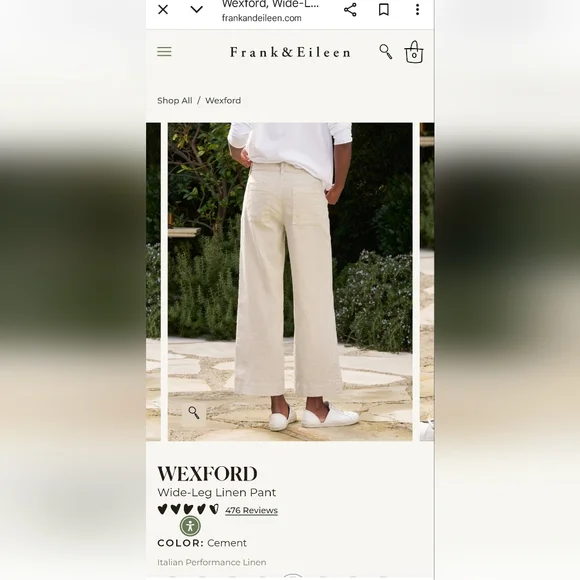 Frank & Eileen Cement Wexford Wide leg Linen Pants - Picture 9 of 10